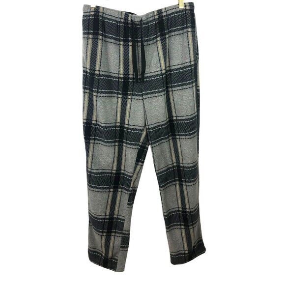 Perry Ellis Other - Perry Ellis Portfolio Mens Size Large Black & Gray Plaid Fleece Drawstring Pants